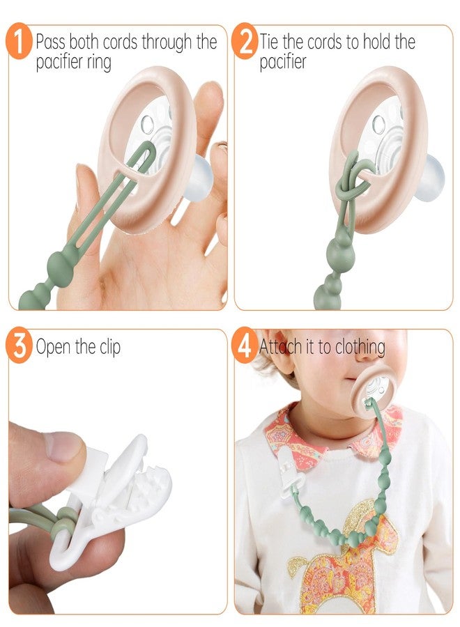 Fevbcnrj 4 Pack Pacifier Clip Compatible with Tommee Tippee, One Piece Silicone Pacifier Holder Clips, Rust-Free Soft Silicone, Flexible Clip with Stylish Round Design, Ideal for Pacifiers and Teethers - Image 5